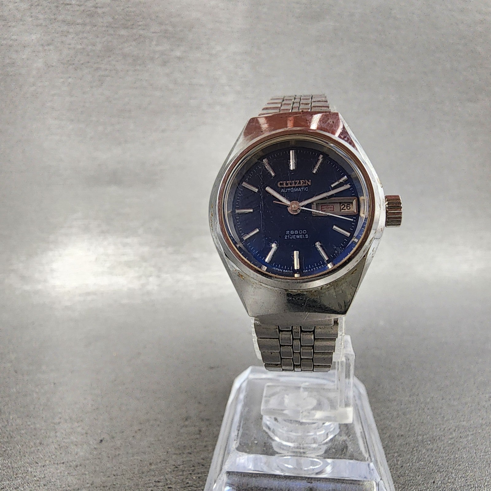 Citizen Automatic Watch Women 25mm Blue Dial Silver Tone Daydate 461332k Runs5