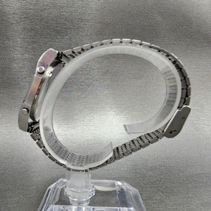 Seiko Digital Watch Men 33mm Silver Tone Alarm Chrono A6395039 READ!!!!6