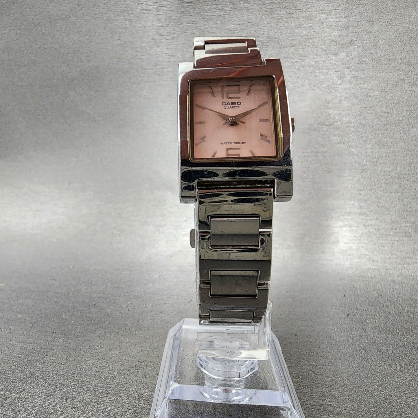 Casio Tank Watch Women 21mm Pink Dial Silver Tone Rectangle LTP1283 New Battery5