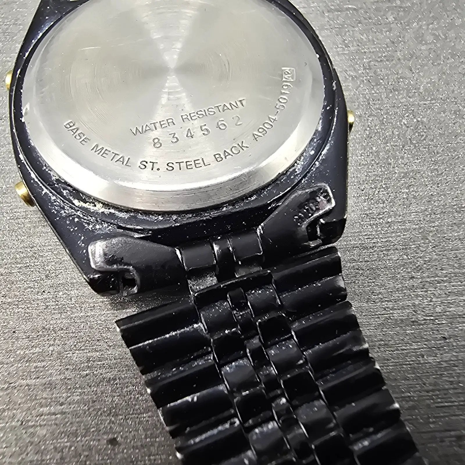 Seiko Digital Watch Men 33mm LCD Black Tone Alarm Chronograph A904-5019 PARTS14