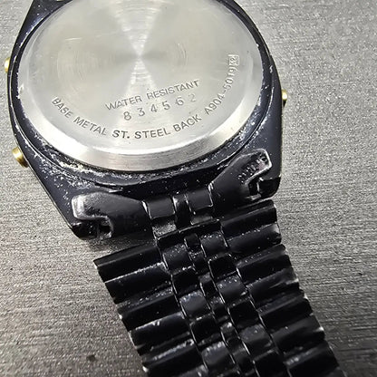 Seiko Digital Watch Men 33mm LCD Black Tone Alarm Chronograph A904-5019 PARTS14