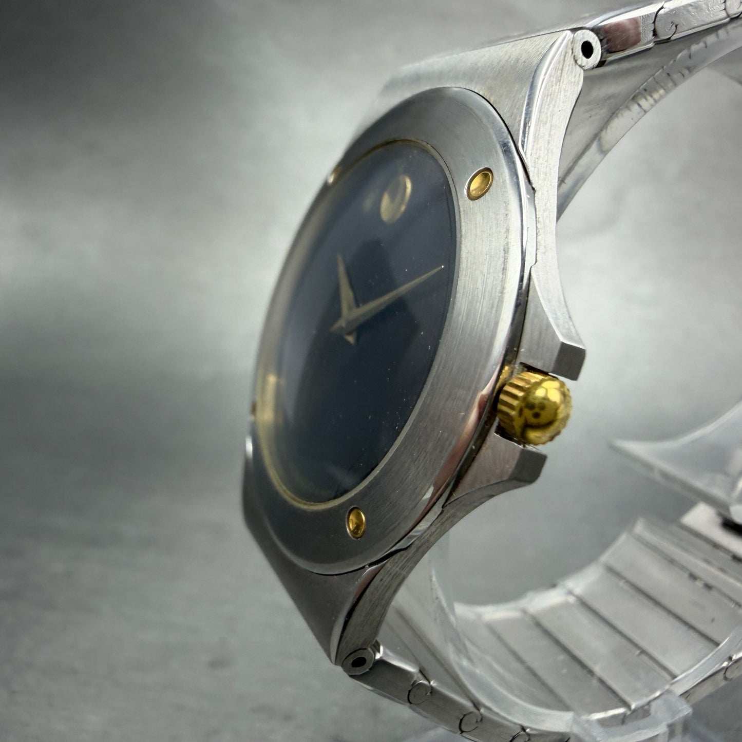 Movado Museum Watch Men 34mm Black Dial Two Tone Round New Battery W/Box3