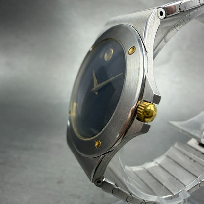 Movado Museum Watch Men 34mm Black Dial Two Tone Round New Battery W/Box3