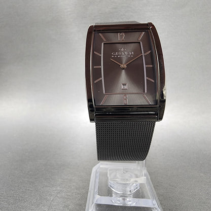 Skagen Grenen Tank Watch Men 29mm Silver Dial Black Tone Date Rectangle New Batt5