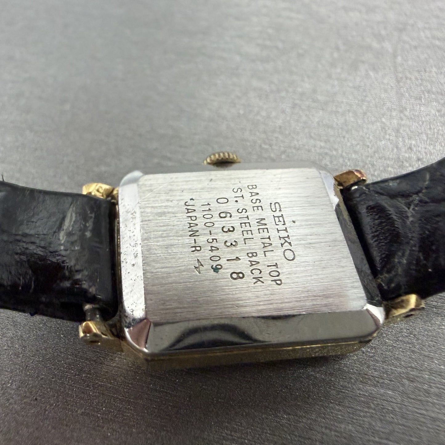 Seiko Tank Watch Women 18mm White Dial Gold Tone Manual Wind 1100-5409 PARTS10