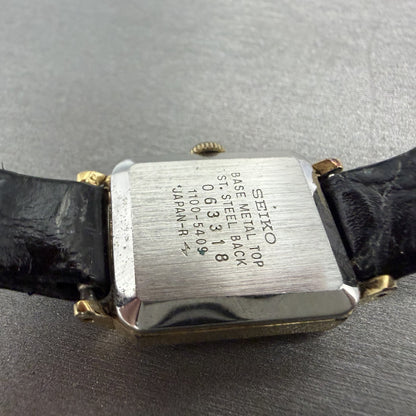 Seiko Tank Watch Women 18mm White Dial Gold Tone Manual Wind 1100-5409 PARTS10
