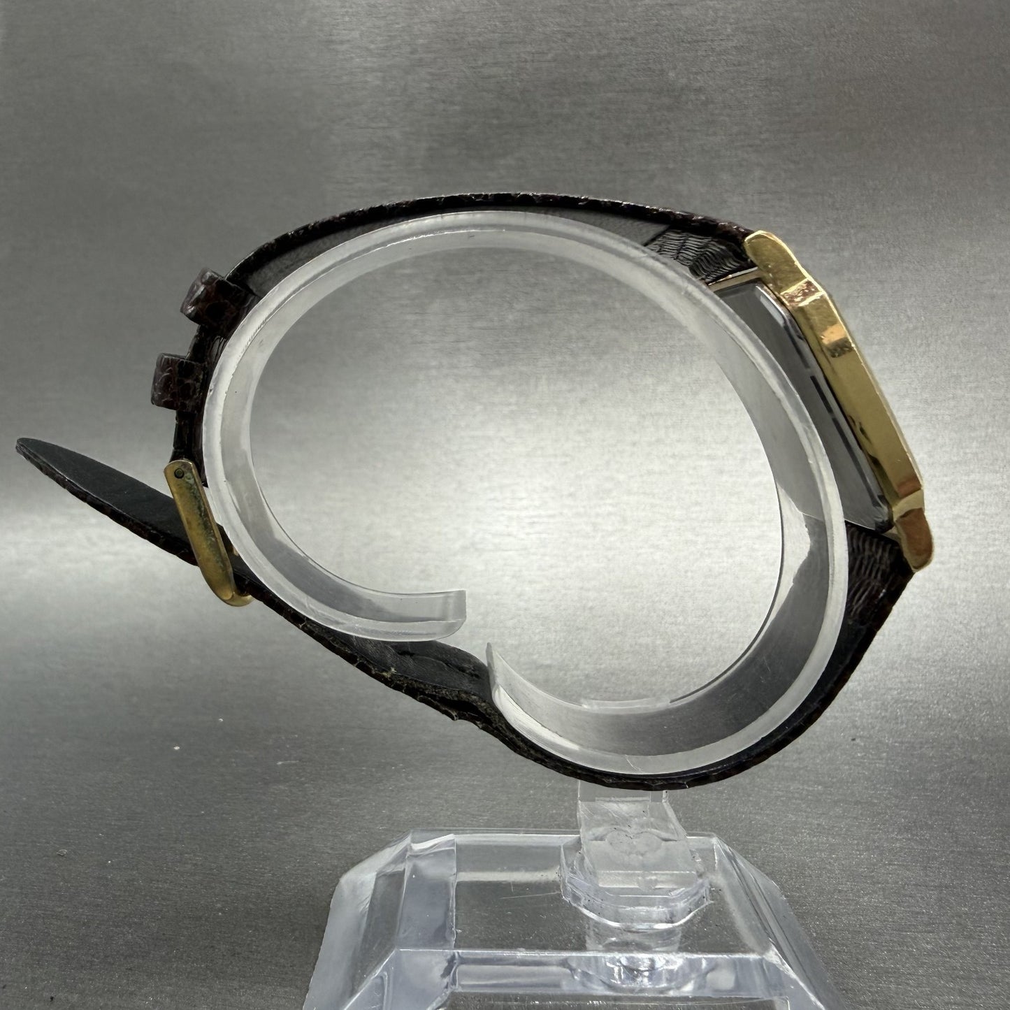 Seiko Tank Watch Men 26mm Brown Dial Gold Tone Hexagon 5P30-5079 PARTS9
