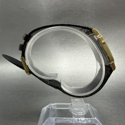 Seiko Tank Watch Men 26mm Brown Dial Gold Tone Hexagon 5P30-5079 PARTS9