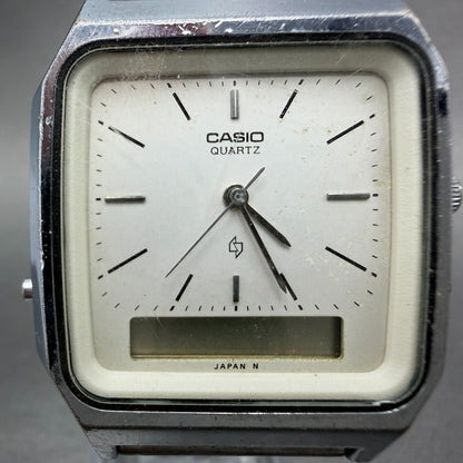 Casio Analog Digital Watch Men 31mm Silver Dial Silver Tone AQ-321 PARTS ABC VTG2