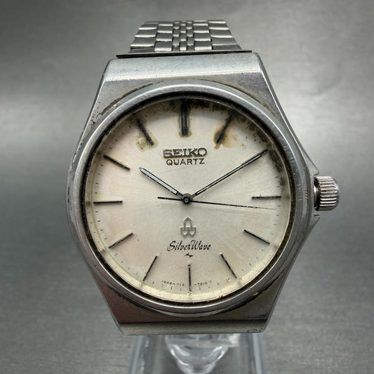 Seiko Silverwave Watch Men 35mm White Dial Steel Round 7121-7010 New Battery VTG0