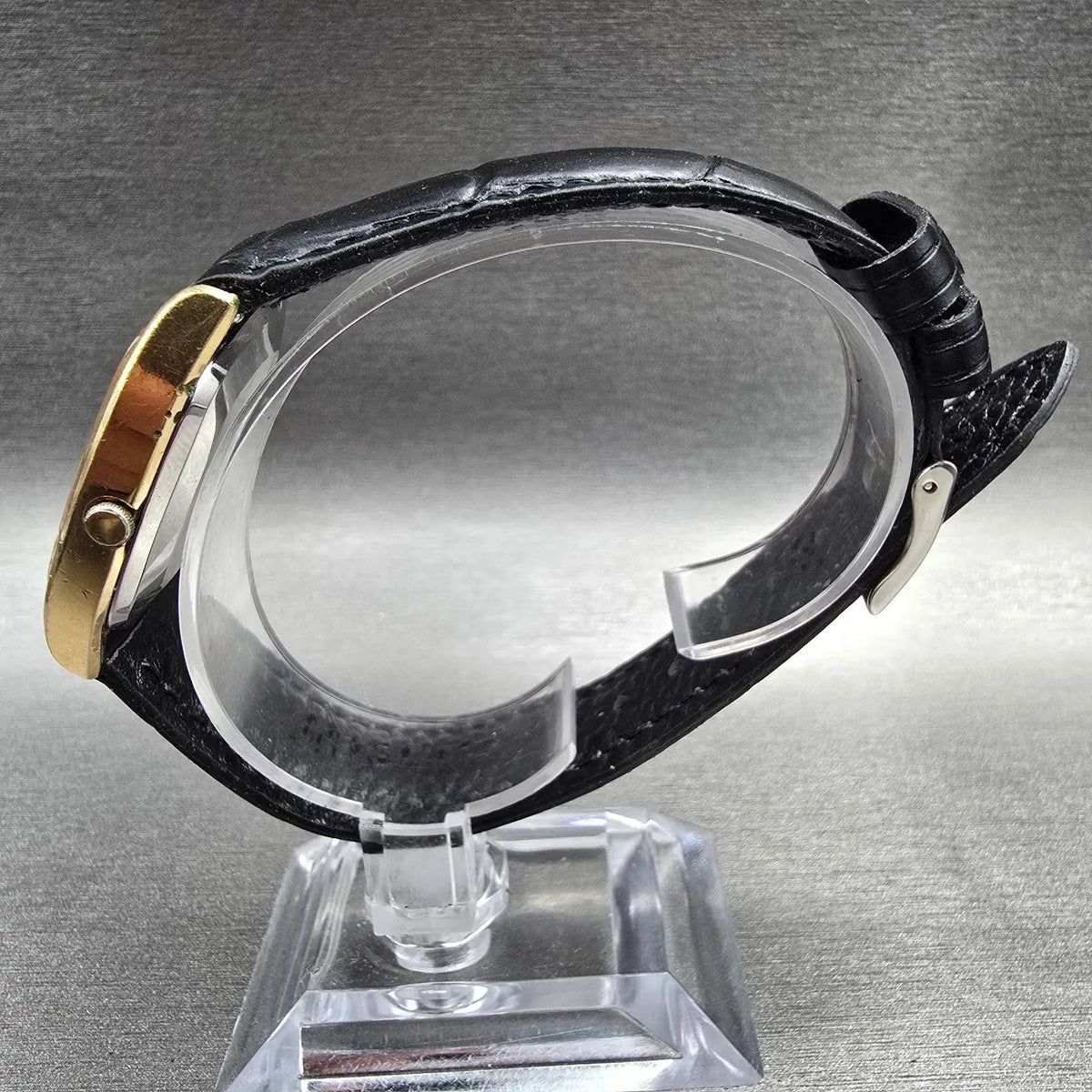 Seiko Watch Men 29mm Silver Dial Gold Tone Rectangle 4130-5130 New Battery6