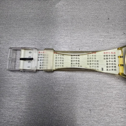 Swatch Gent CALENDARIUM Watch Men White Dial Clear Case Daydate GK726 New Batt11