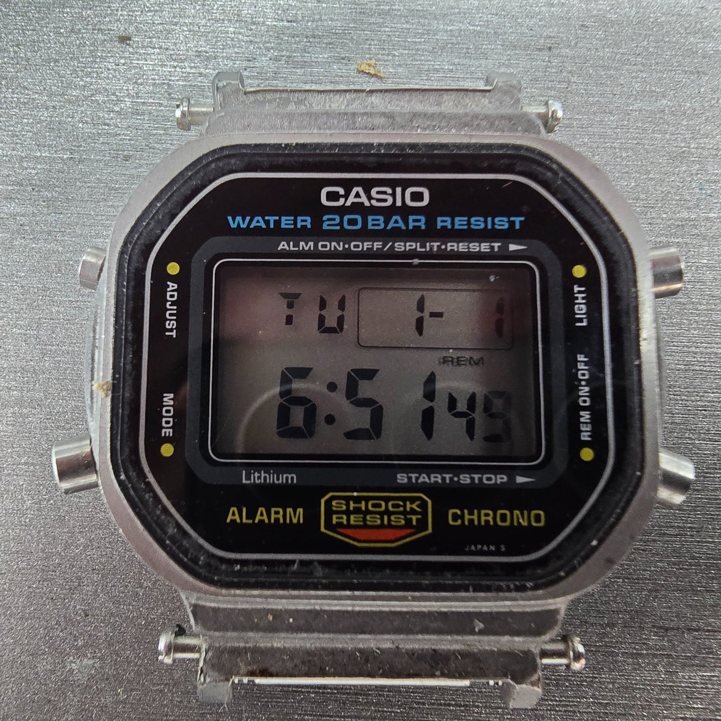 Casio DW-5600 Watch Men 38mm Silver Digital Alarm Chrono 901 New Battery VTG AB1