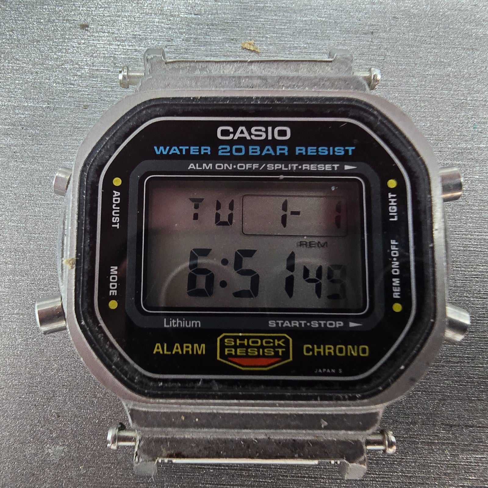 Casio DW-5600 Watch Men 38mm Silver Digital Alarm Chrono 901 New Battery VTG AB1