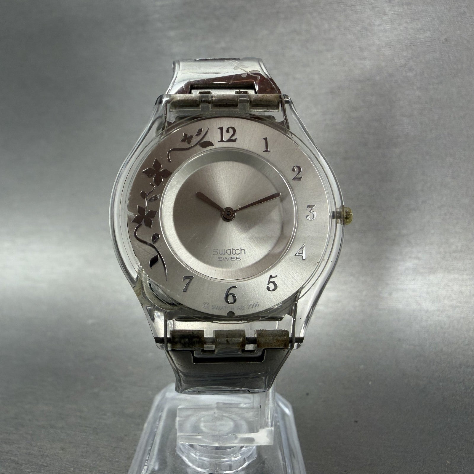 Swatch Climber Flowery Watch Women 34mm Silver Dial Clear Tone SFK300G New Batt5