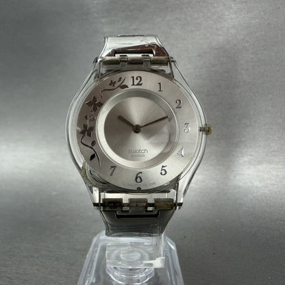 Swatch Climber Flowery Watch Women 34mm Silver Dial Clear Tone SFK300G New Batt5
