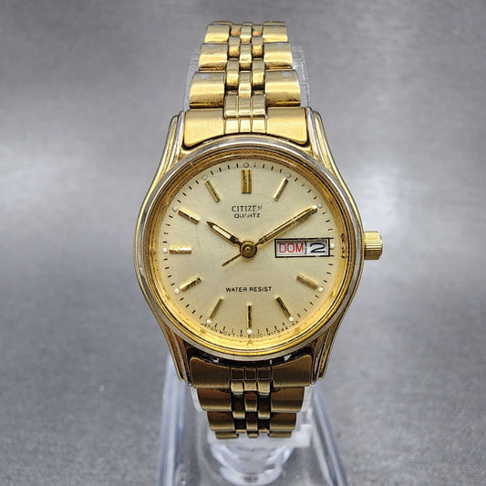 Citizen Watch Women 23mm Champagne Dial Gold Tone Daydate 6000S38231 New Batt0