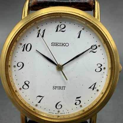 Seiko Spirit Watch Men 33mm White Dial Gold Tone Round  Vintage 5E21-6C00 PARTS2