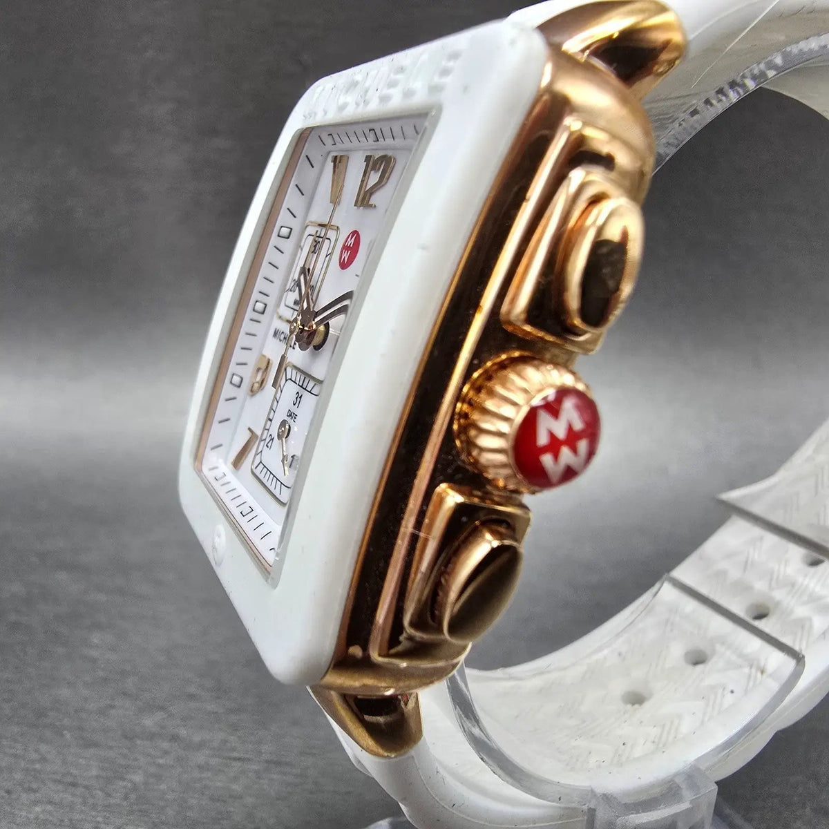 Michele Park Jelly Bean Chronograph Watch Women 33mm White Dial Rose Gold Works2