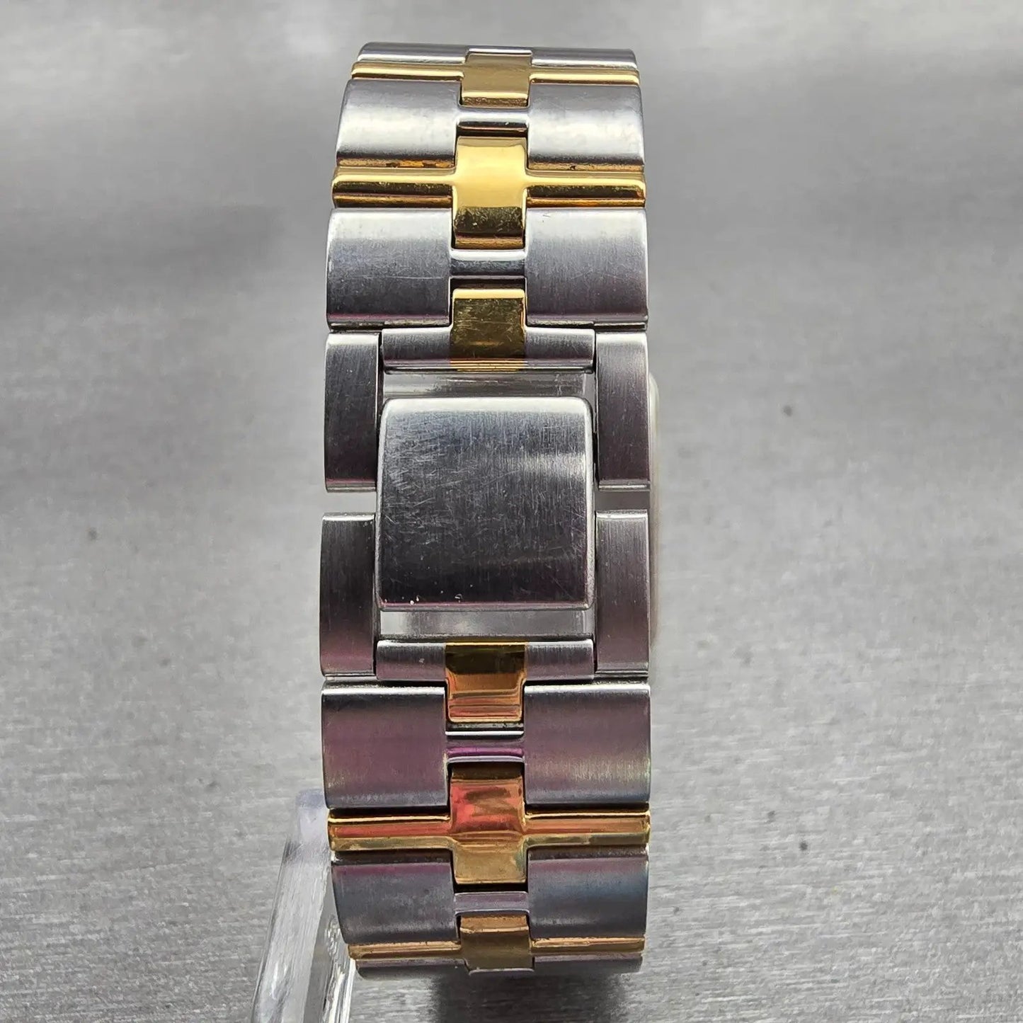Seiko Pulsar Watch Men 26mm White Dial Two Tone Date Rectangle V732-X067 New Bat7