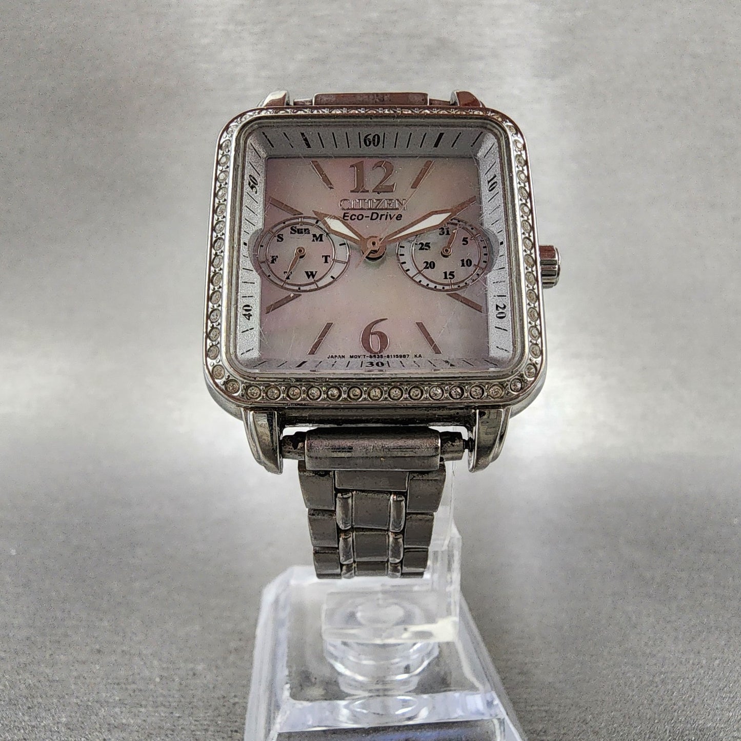 Citizen EcoDrive Tank Watch Women 32mm MOP Dial Silver Tone Daydate Runs5