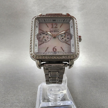 Citizen EcoDrive Tank Watch Women 32mm MOP Dial Silver Tone Daydate Runs5