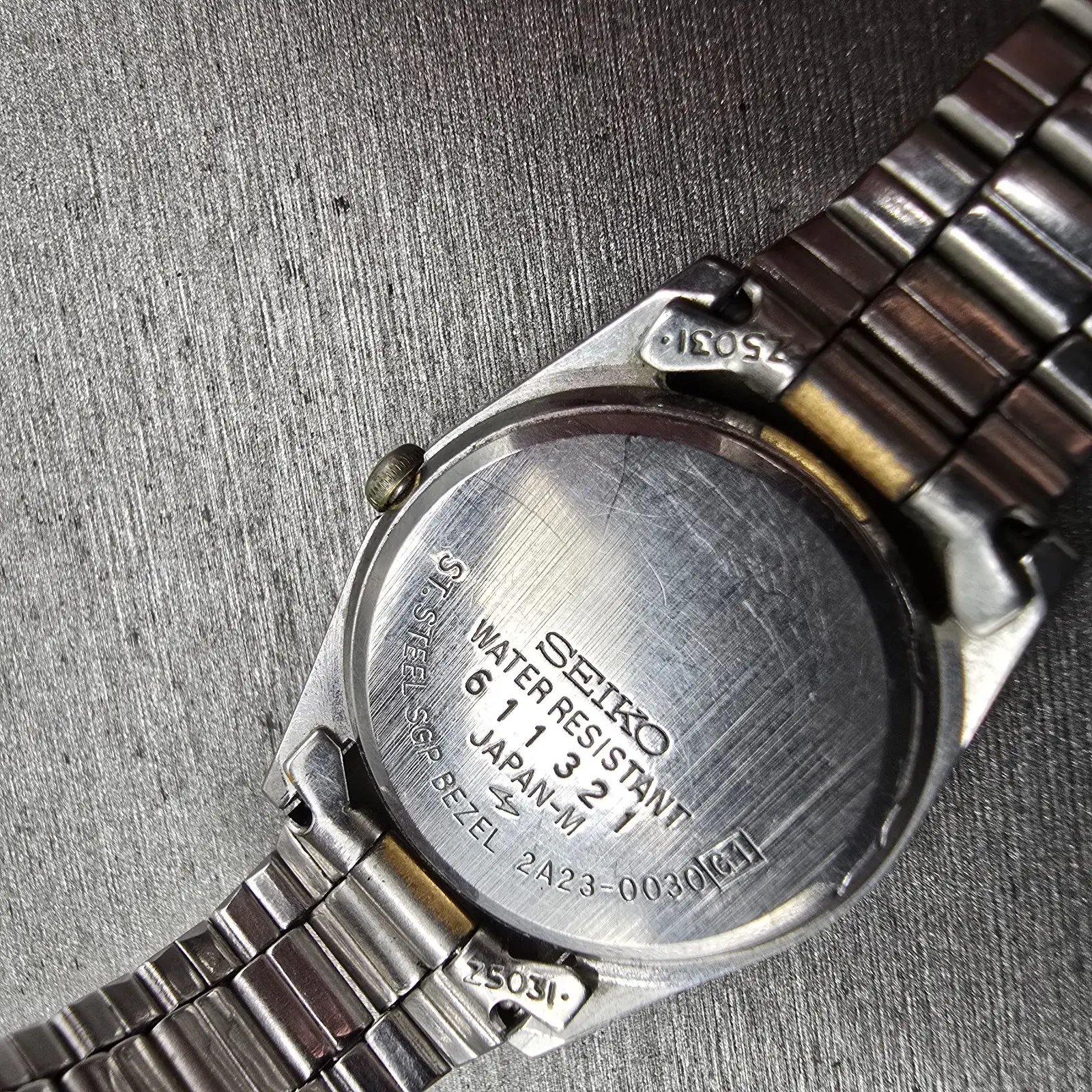 Seiko SQ Watch Women 24mm Gold Dial Two Tone Daydate 2A23-0030 New Battery VTG10