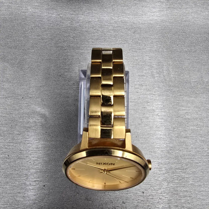 Nixon Kensington Watch Women 32mm Champagne Dial Gold Tone Round New Battery4