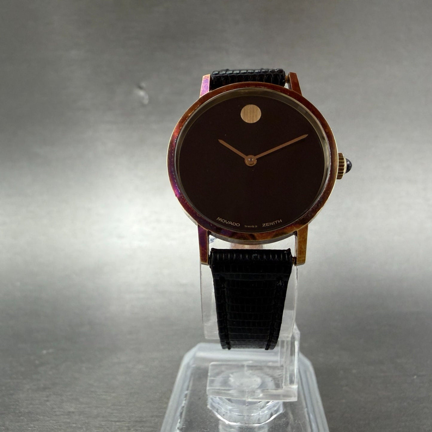 Zenith Movado Museum Watch Women 24mm Black Dial 14K Solid Gold Manual Wind Runs6
