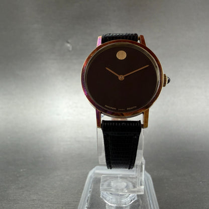 Zenith Movado Museum Watch Women 24mm Black Dial 14K Solid Gold Manual Wind Runs6