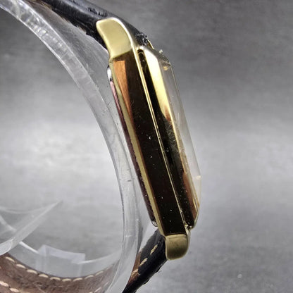 Seiko Solar Tank Watch Women 15mm White Dial Gold Tone Rectangle V116-0AA0 Works3
