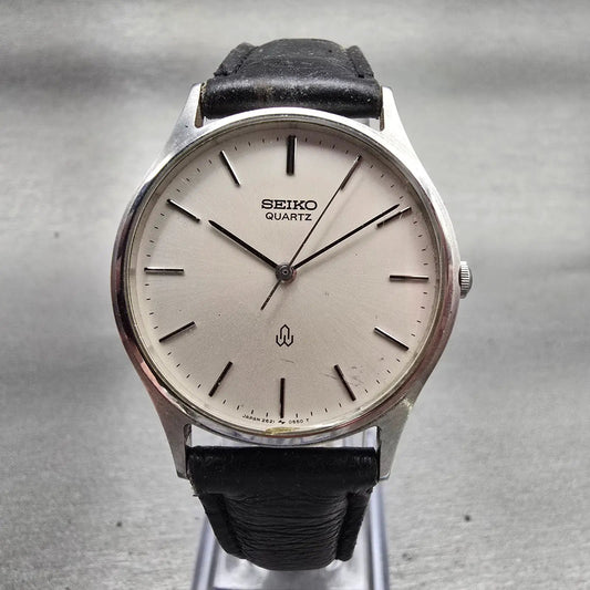 Seiko Watch Men 33mm Silver Dial Silver Tone Round 2621-0160 New Battery Vintage0