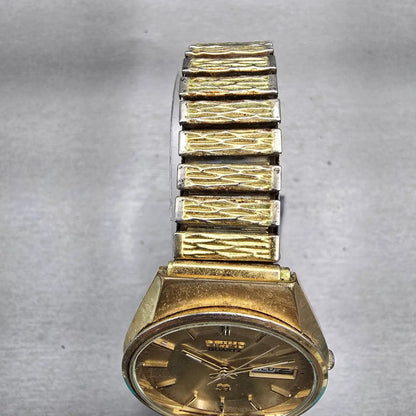 Seiko SQ Watch Men 34mm Gold Dial Gold Tone Daydate Round 8223-8009 New Battery4