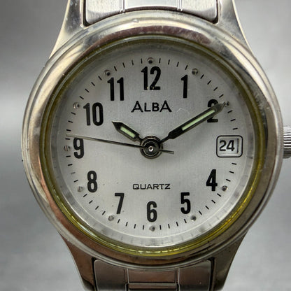 Seiko Alba Watch Women 23mm Silver Dial Silver Tone Date V782-X104 New Battery1