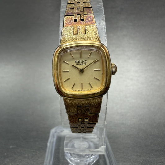 Seiko Watch Women 16mm Champagne Dial Gold Tone Rectangle 5420-5079 New Battery0