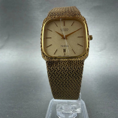 Citizen Noblia Watch Men 27mm Champagne Dial Gold Tone Date 2710-159918 New Batt5