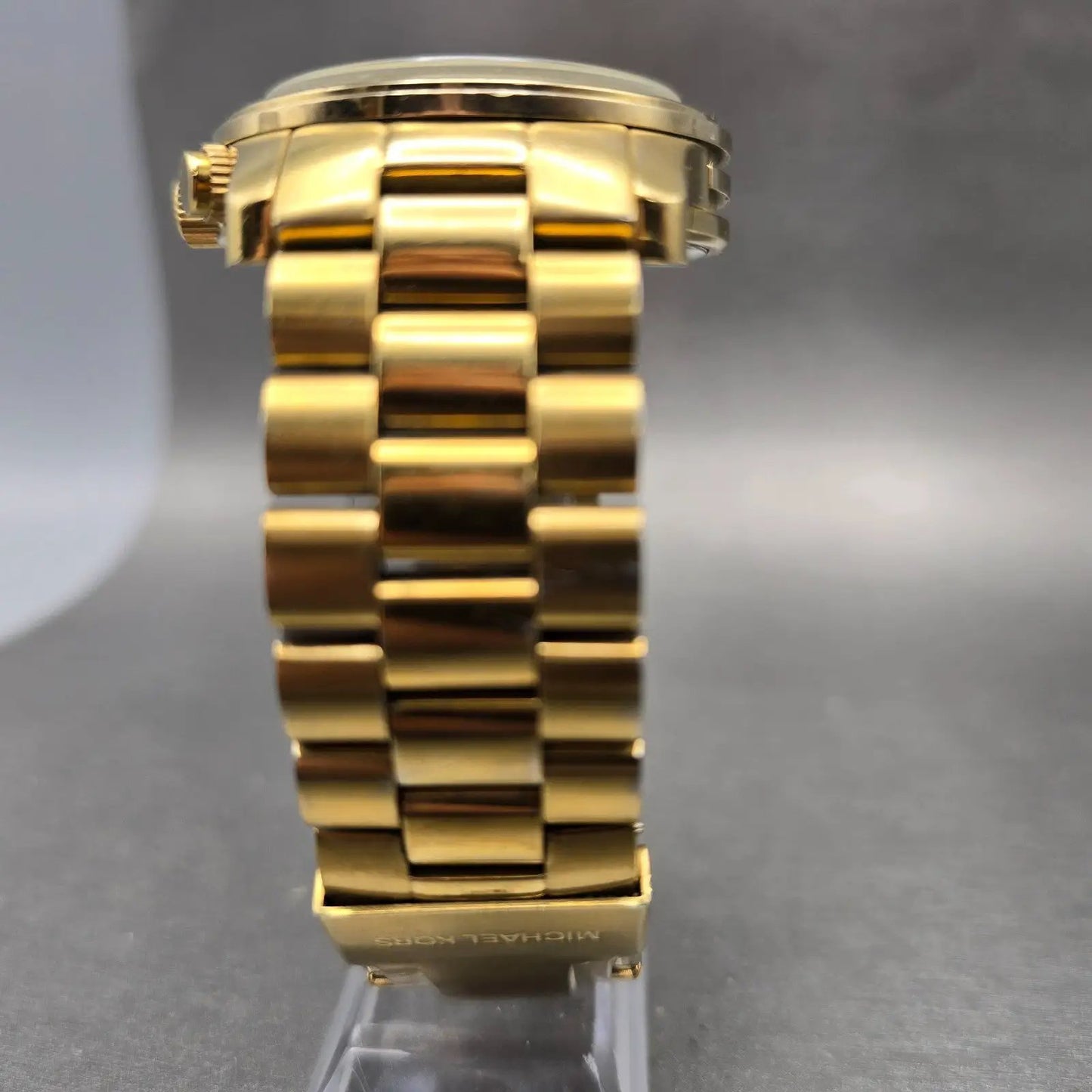 Michael Kors Runway Chronograph Watch Men 45mm Champagne Dial Gold Tone New Batt7