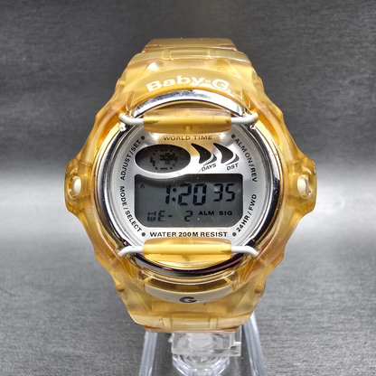 Casio Baby-G BG-169A Watch Women 43mm Silver Dial Yellow Chrono Alarm New Batt L0