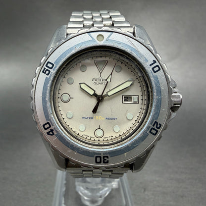 Seiko Dive Watch Women 34mm White Dial Silver Tone Date 2625-0170 New Battery0