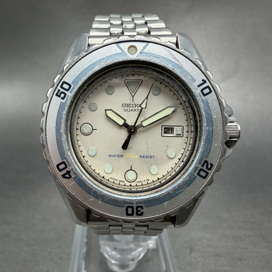 Seiko Dive Watch Women 34mm White Dial Silver Tone Date 2625-0170 New Battery0