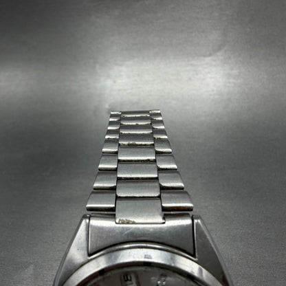 Seiko 5 Automatic Watch Men 37mm Silver Dial Silver Tone Daydate 7S26-3040 PARTS5