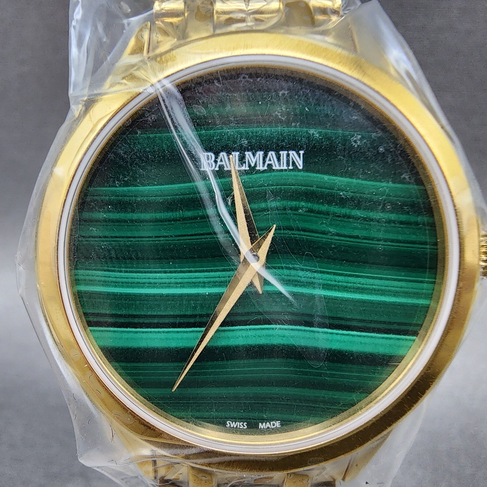 Balmain Flamea Watch Women 34mm Green Malachite Dial Gold Tone Round B4790.33.752