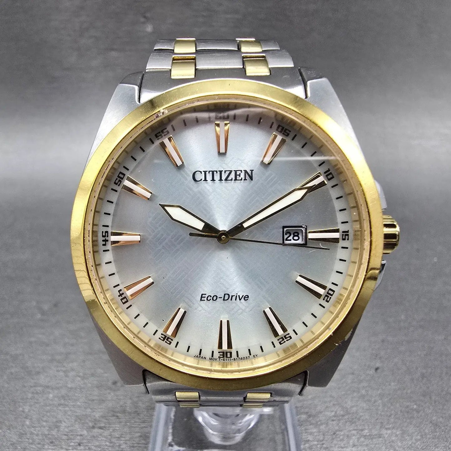 Citizen Eco-Drive Watch Men 41mm Silver Dial Two Tone Date BM7534-59A PARTS0