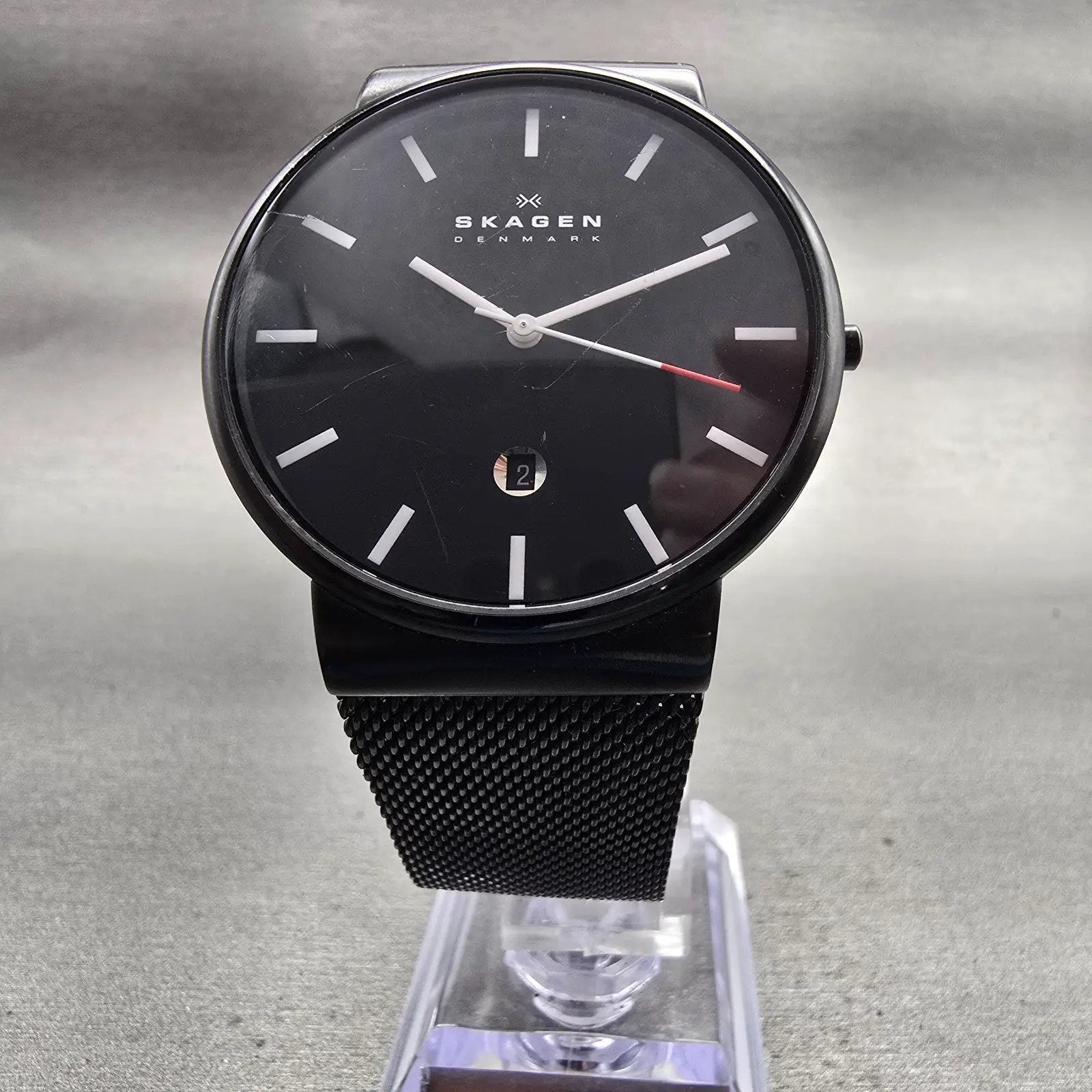 Skagen Watch Men 40mm Black Dial Black Tone Date Round SKW6053 New Battery5