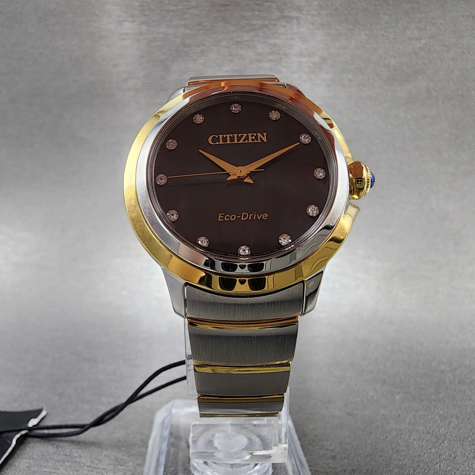 Citizen EcoDrive L Ceci Watch Women 32mm Black Dial Two Tone Diamond Runs5