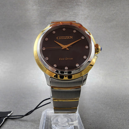 Citizen EcoDrive L Ceci Watch Women 32mm Black Dial Two Tone Diamond Runs5