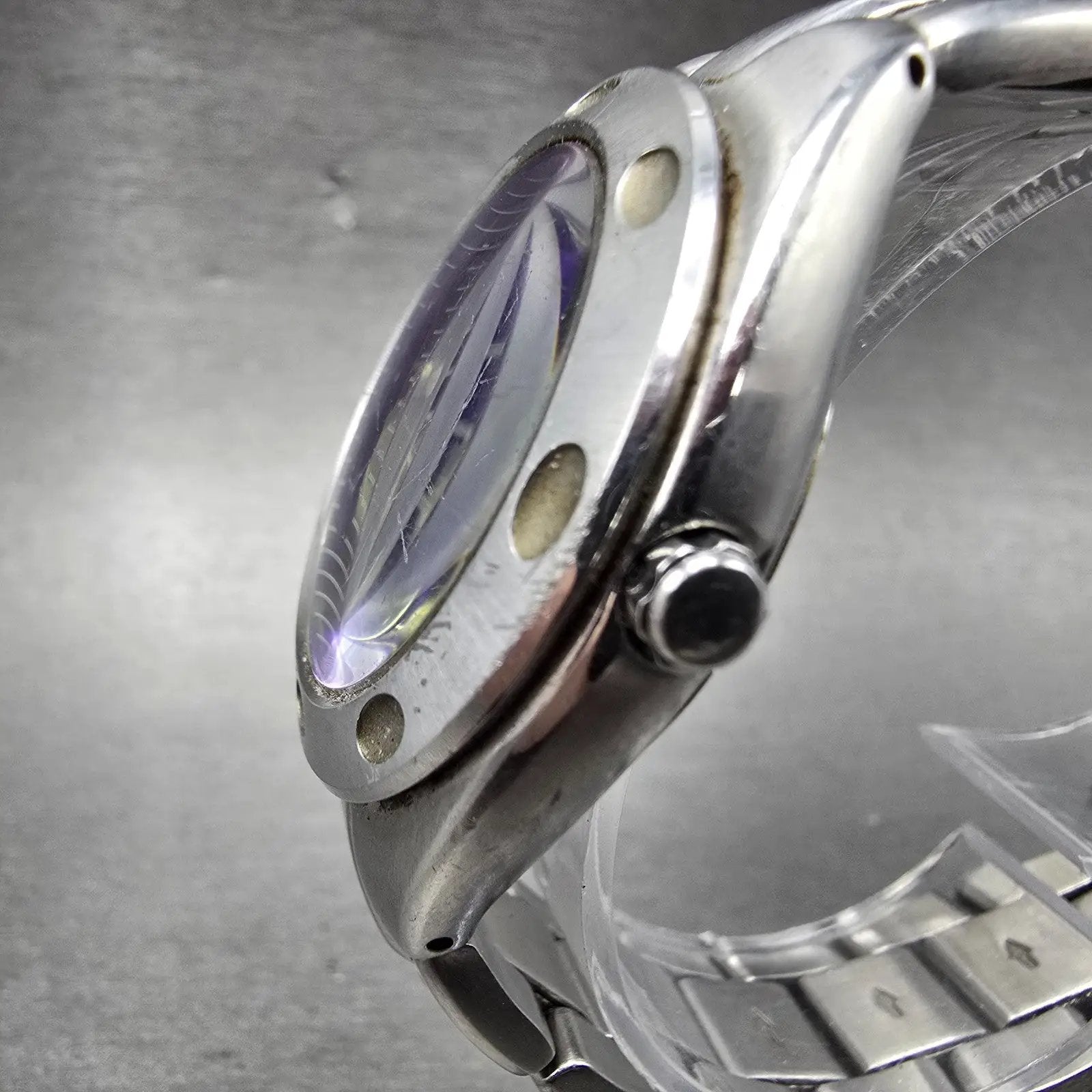 Fossil Blue Watch Unisex 35mm Black Dial Silver Tone Round AM-3390 New Battery2
