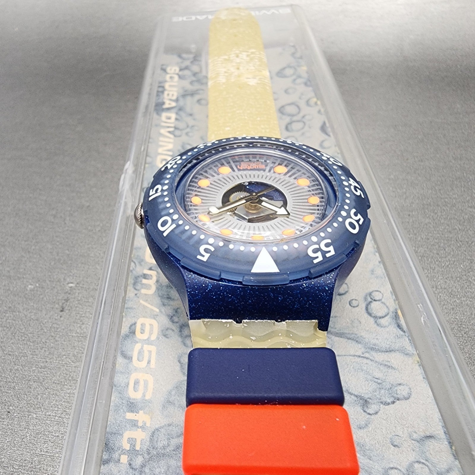 Swatch Scuba 200 Silver Trace Dive Watch Men 38mm Silver Dial Blue New Battery4