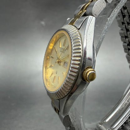 Citizen CQ Watch Women 25mm Champagne Dial Two Tone Daydate 6000-R00413 NewBattX2