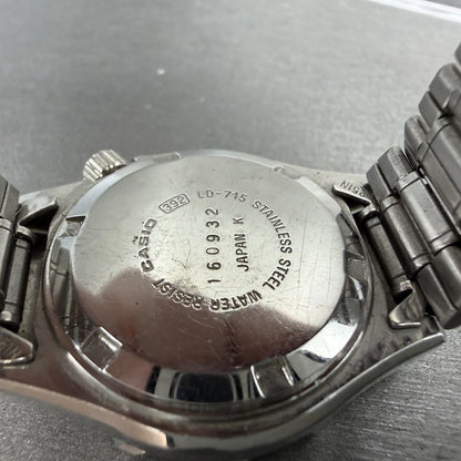 Casio Dive Watch Women 31mm White Dial Steel Blue Bezel LD715 Date PARTS10